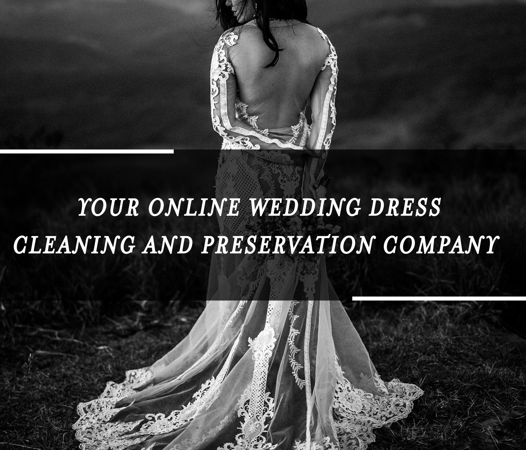 woman in cleaned and restored wedding dress home page banner