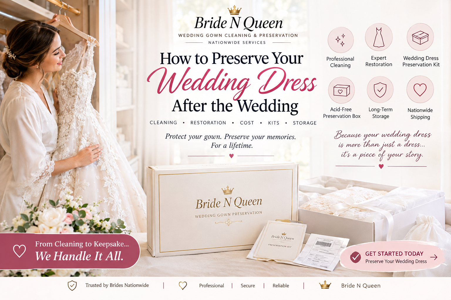 How to Preserve Your Wedding Dress After the Wedding: Cleaning, Restoration, Cost, Kits &amp; Storage