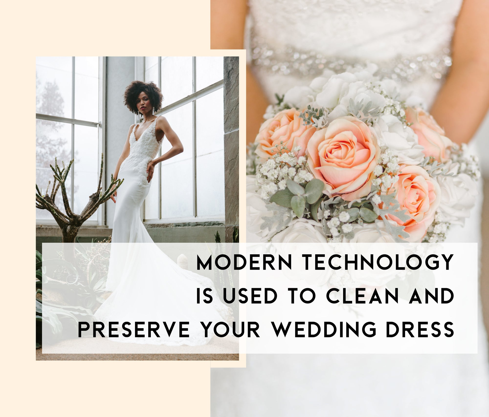 woman in preserved wedding dress home page banner