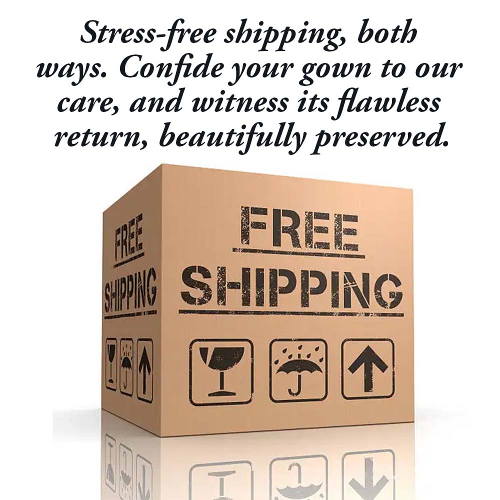- Nationwide peace of mind: worry-free shipping sends your cherished gown for museum-quality preservation